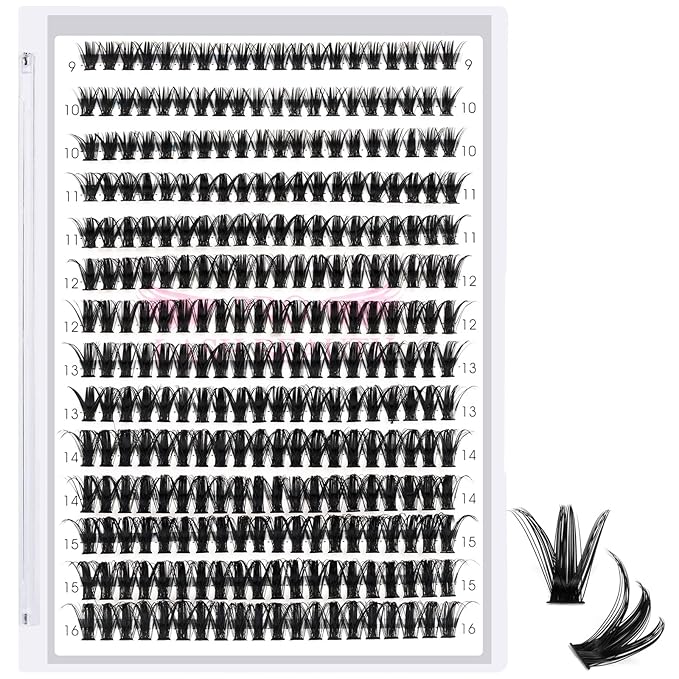 280 Pcs Individual Lashes 50D-D-0.07-16 Cluster Lashes C D Curl Wispy Lashes Bottom Lashes DIY Lashes At Home（50D-D-0.07-16）