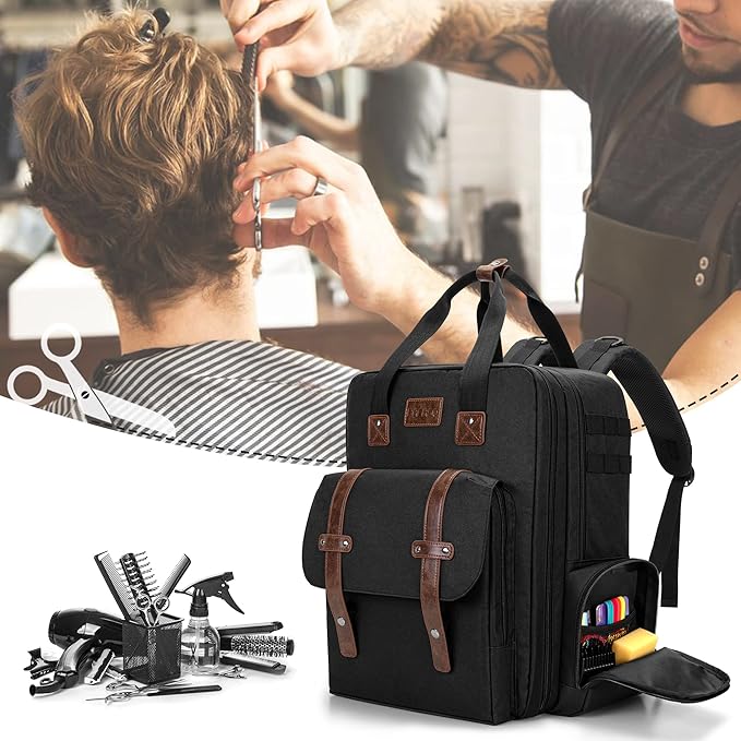 BAFASO Large Capacity Barber Case, Travel Hairdresser Bag Holds Various Hair Cutting Tools (Bag Only), Black