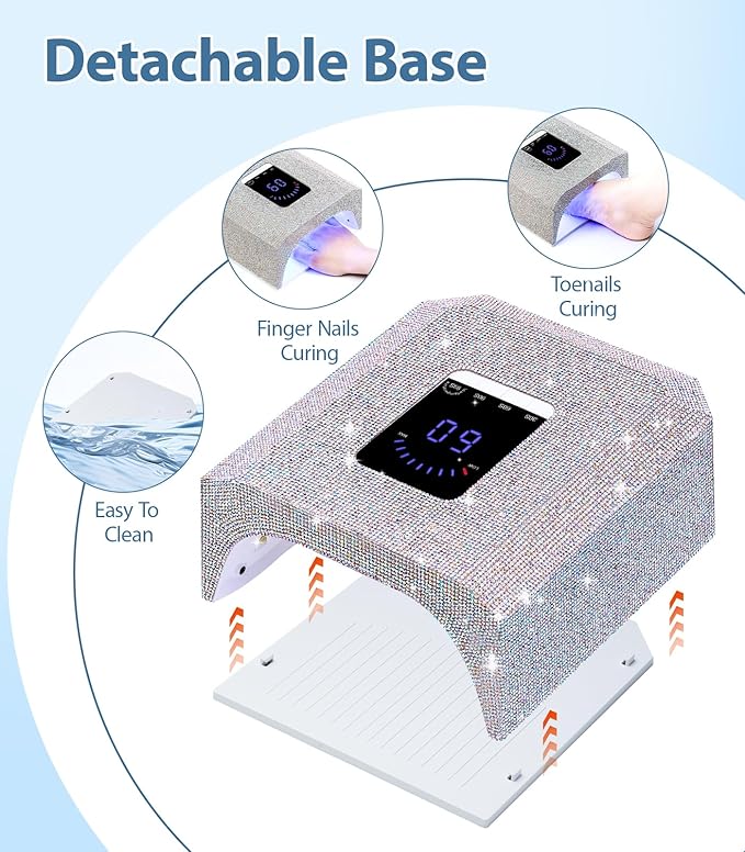 UV Nail Lamp Nail Dryer: HOUSMV Cordless Rechargeable UV Light for Gel Nails 60W, Professional Diamond LED Nail Dryer with 4 Timer Setting & Auto Sensor, Fast Nail Light Curing Lamp for Salon & Home