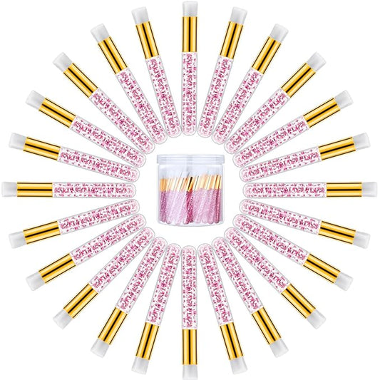 80 Pcs Lash Shampoo Brushes with Container Pink Eyelash Cleaning Bulk Glitter Eyelash Extension Cleansing Crystal Facial Cosmetic Lash Shampoo Brushes Blackhead Removing