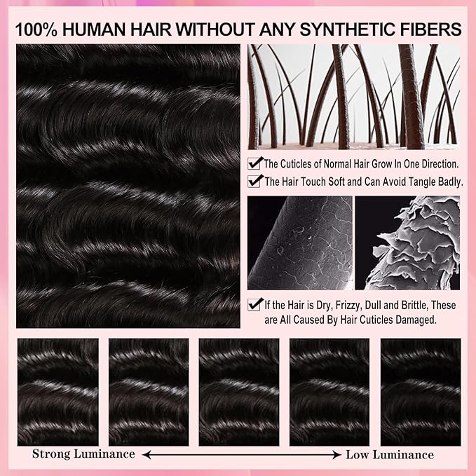 12A Brazilian Deep Wave Human Hair 3 Bundles 24" 26" 28" 300g Pineapple Deep Wave Bundles 100% Unprocessed Virgin Remy Hair Bundles Deep Curly Human Hair Weft for Black Women Natural Color