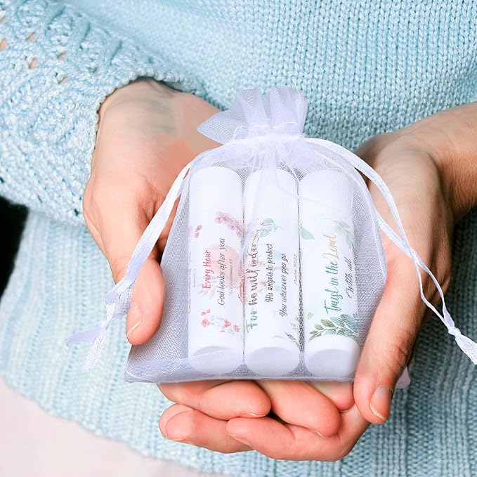 50 Pack Lip Balm Religious for Women Lip Balm with Scripture Bulk Sticks Christian Gifts Faith Bible Verse Scripture Inspirational Gift Party Favors Coworkers 10 Styles Floral