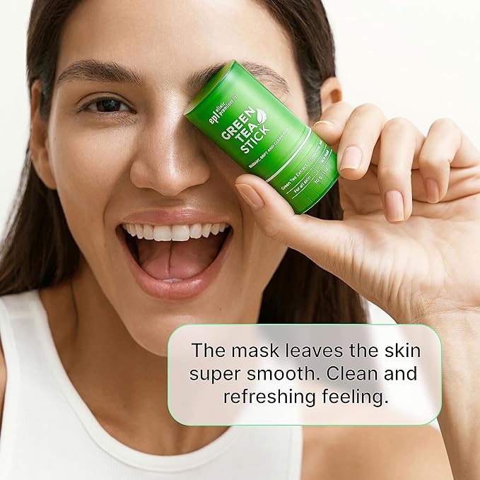 2-in-1 Green Tea Mask Stick - Blackhead Remover Mask & Hyaluronic Acid Moisturizer - Facial Deep Pore Cleanser - Face Masks for Skincare (2-pack, Tea Tree)