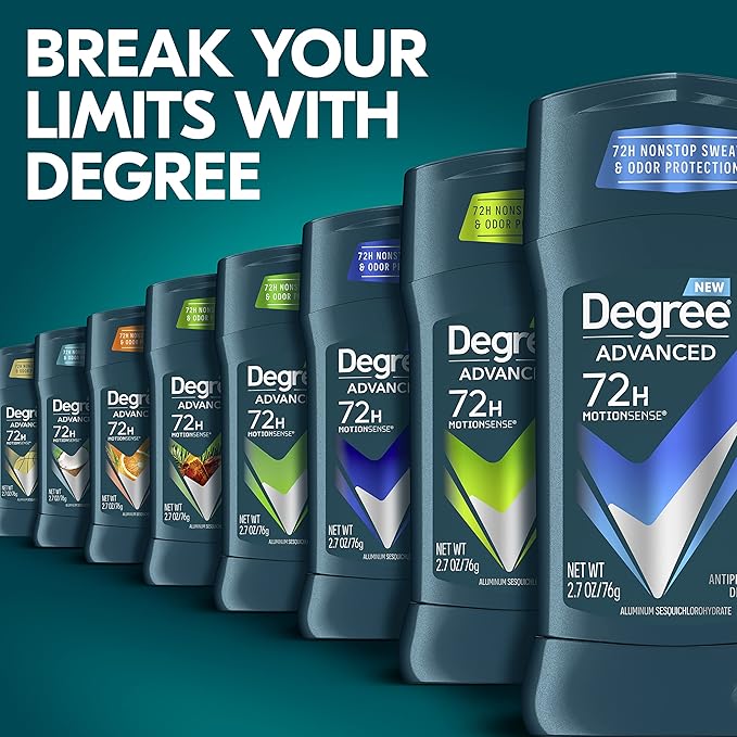 Degree Men Advanced Protection Antiperspirant Deodorant Cool Rush 4 count 72-Hour Sweat and Odor Protection Antiperspirant For Men With MotionSense Technology 2.7 oz