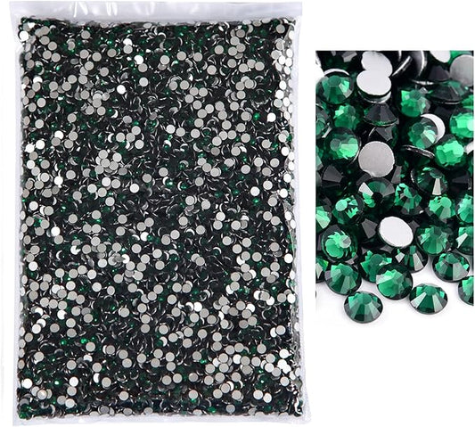 Blinginbox Flatback Rhinestones Bulk,14400pcs Crystal Round Loose Gemstones Glass Rhinestones for Crafts Makeup Nail Art Clothes Shoes DIY Decorations(SS20,4.6-4.8mm,Emerald)