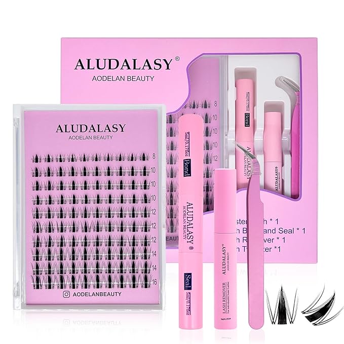 Manga Lash Clusters Kit 8-16MM C Curl Natural False Eyelashes Clusters with Invisible Clear Band | Wispy Spike Lashes & Waterproof Bond/Seal Kit for Anime Look At-Home Use