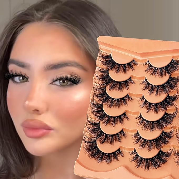 Cat Eye Lash False Eyelashes Strip Lashes Wispy Fake Eyelash Volume 18mm Mink Fluffy Fox Eyelashes Natural Look 12 Pairs Pack