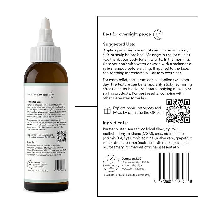 Calming Seborrheic Serum, Dermatologist Recommended, Topical Serum For Hair, Face, and Body (4oz)