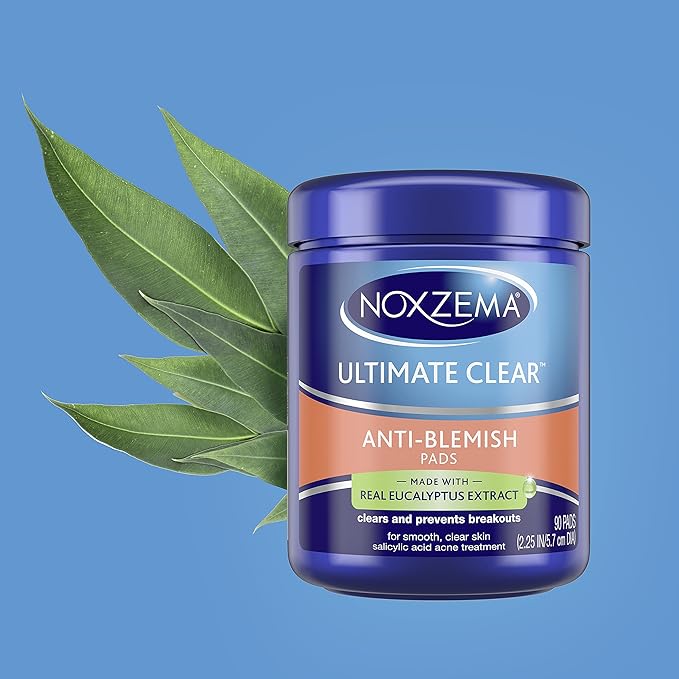 Noxzema Ultimate Clear Face Pads, Salicylic Acid Acne Treatment Clears and Prevents Acne, Anti-blemish, 90 Count, 6 Pack
