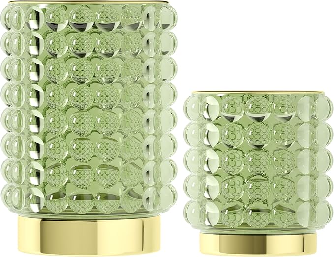 Makeup Brush Holder Organizer, Clear Green Cosmetic Glass Storage Holder, Vintage Crystal Bubble Gold Make Up Brush Cup Pen Pencil Holder