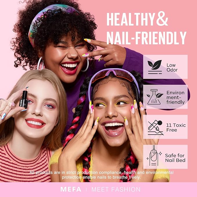 MEFA 35 Pcs Pastel Gel Nail Polish Set, 32 Colors Spring Collection Gel Nail Polish Kit Macaron Pink Green Nail Art Manicure DIY Home Decoration Beginners Gifts for Women Girls