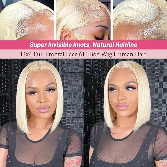 613 Lace Front Wigs Human Hair Blonde Wig 13x4 Straight Lace Frontal Wigs Human Blonde Pre Plucked With Baby Hair Lace Front Wigs 180 Density 16 Inch