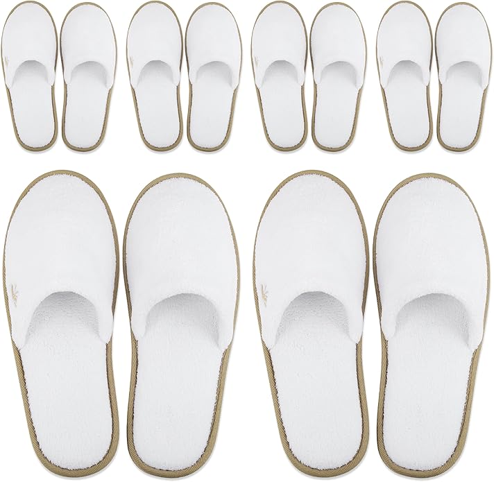 BERGMAN KELLY - Spa Slippers - Disposable Indoor House Slippers - Closed Toe House Shoes for Men & Women - Value Pack Hotel Indoor Shoes for Guests - Washable & Reusable for Travel & Wedding