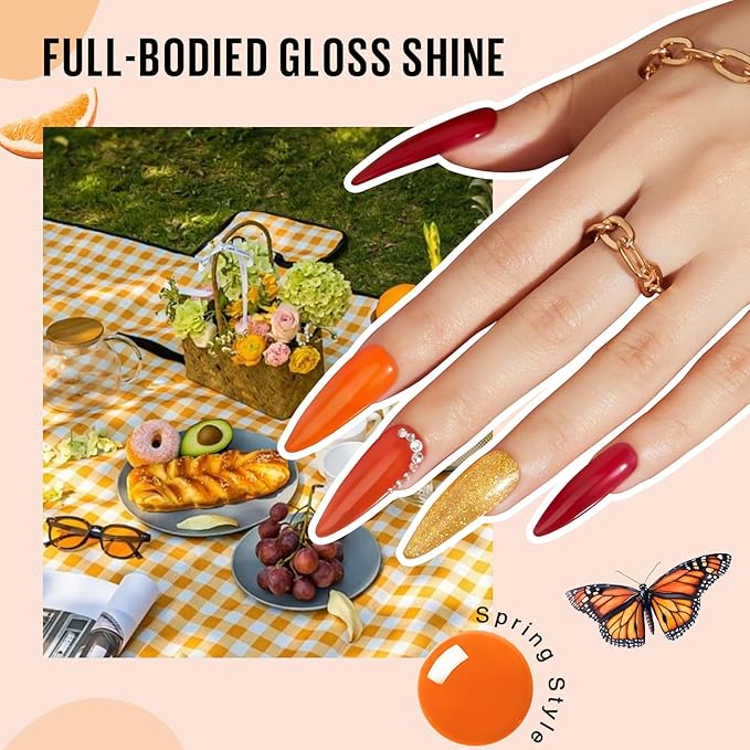 MEFA Gel Nail Polish Set, 23 Colors Brown Orange Nail Polish Set Gold Glitter Yellow Nail Polish Soak Off Red Shimmer Gel Nail Gifts for Women Girl DIY Salon Home Manicure