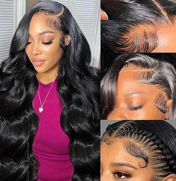 AIRDOT 13x4 HD Lace Frontal Wigs Human Hair 200% Density Body Wave Lace Front Wigs Human Hair Pre Plucked Frontal Wigs Human Hair Wigs for Women with Baby Hair 24 Inch