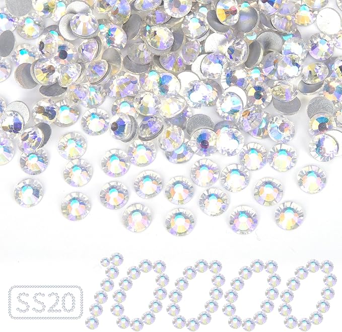 10000PCS Moonlight Rhinestones Bulk, Flat Back Crystal Glass Stone Round Gems,SS20, 4.6-4.8mm