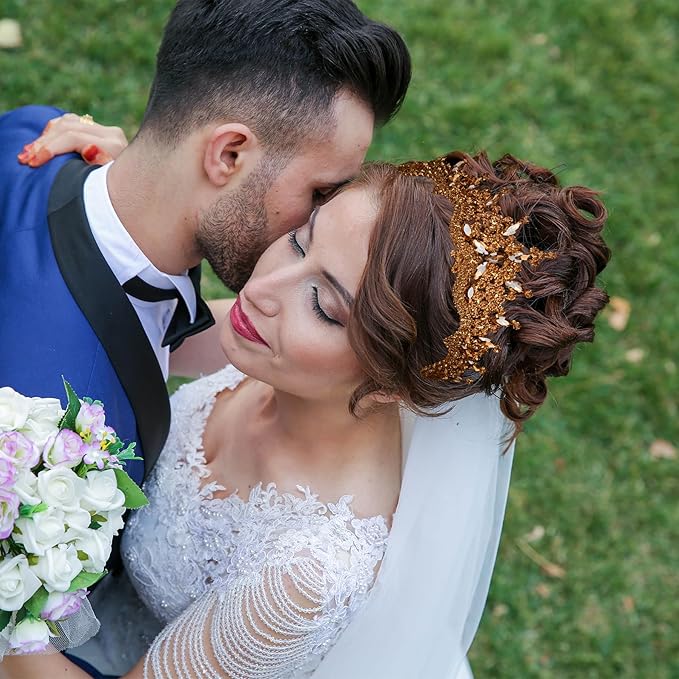 LIMELIA Women's Tiara for Henna Wedding Party|Glitter Hair Accessories for Bridal Birthday Pageant Prom Halloween Cos-play Christmas Party|Dence-Honey