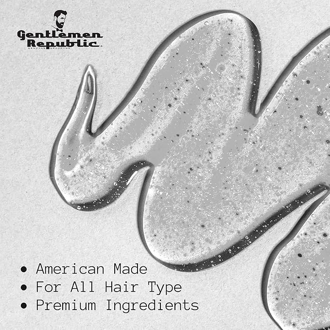 Gentlemen Republic 32oz Refined Hair Gel with Pump for Men - Premium Gel For Men Humidity Resistant & Alcohol-Free - All Day Shine and Hold for All Hair Types and Never Flakes - Made in the USA