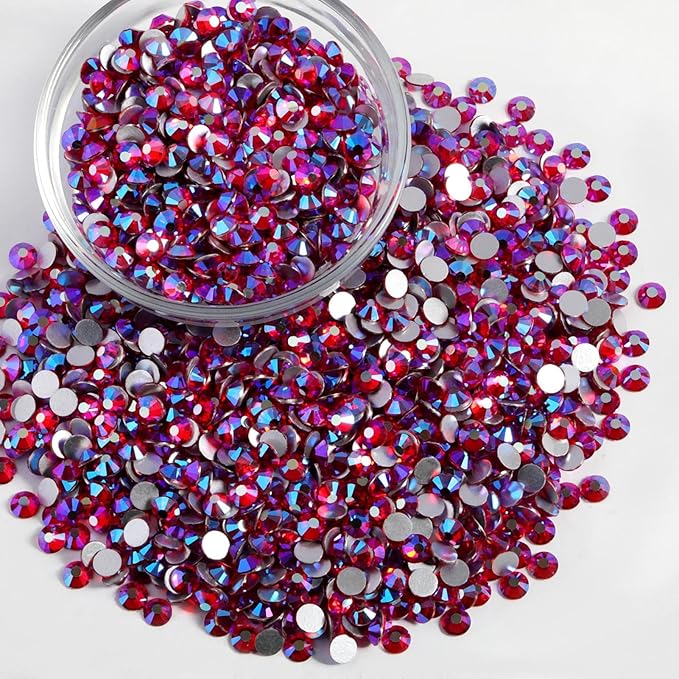 Beadsland Flatback Rhinestones Bulk,14400pcs Rhinestones for Nails Crafts Clothes DIY Decoration, Light Siam AB, SS20, 4.6-4.8mm