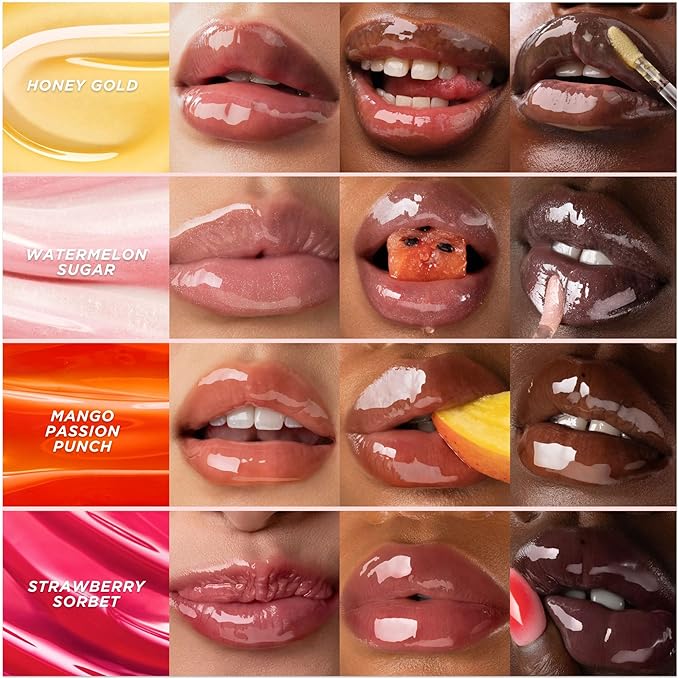 Gisou Honey Infused Hydrating Lip Oil, Nourishing Lip Moisturizer for Dry Lips, High Shine, Smooth Finish, Clear Pink Shimmer Shade, Fresh Watermelon Scent, Watermelon Sugar, 8ml