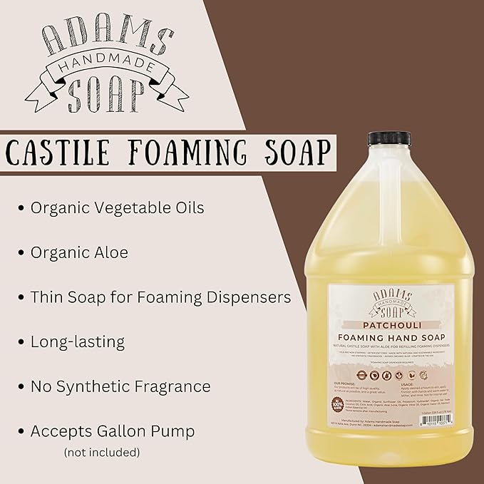 Adams Handmade Soap Liquid Foaming Soap 1 Gal - Patchouli (Pack of 4)