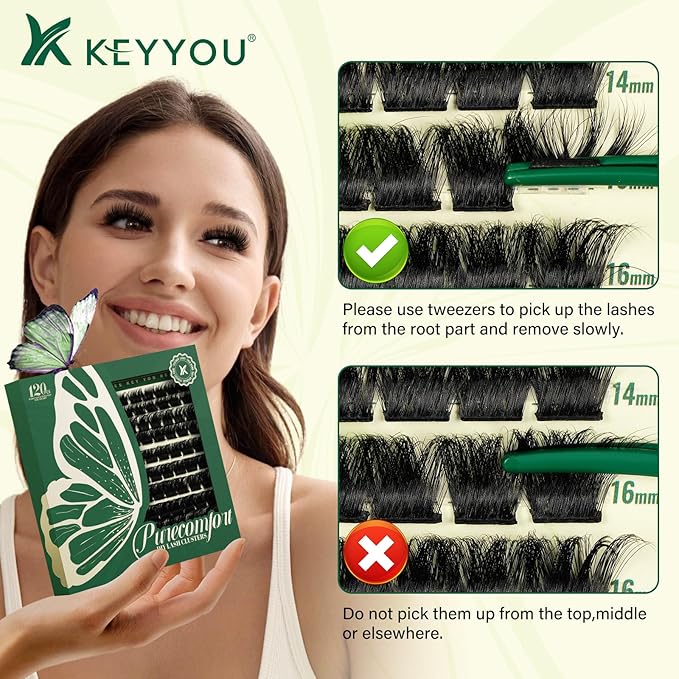 Lash Clusters 120pcs Eyelash Clusters 10-18mix D Curl Cluster Lashes Thick Super Soft Wispy DIY Eyelash Extension at Home(PC03-D-10-18MIX)