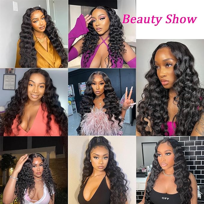 Loose Deep Wave Bundles with Closure Brazilian Virgin Hair Bundles with Closure 22 24 26+18 Inch Long Wavy Natural Black Human Hair 3 Bundles and 4X4 Lace Closure Free Part for Women