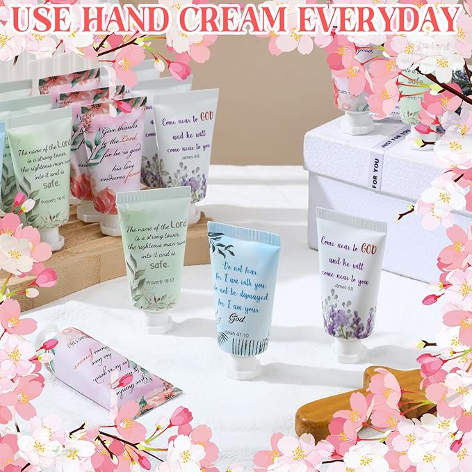 Landhoow 36 Pack Christian Hand Cream Bulk for Women Bible Travel Hand Lotion Set Graduation Religious Bible Verse Gift Set for Church Mother's Day Nurse Teacher Wedding Homeless