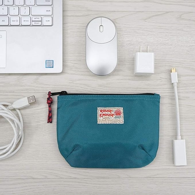 Rough Enough Small Tech Organizer Travel Case for Electronics & Cords - Cable Storage Bag Blue