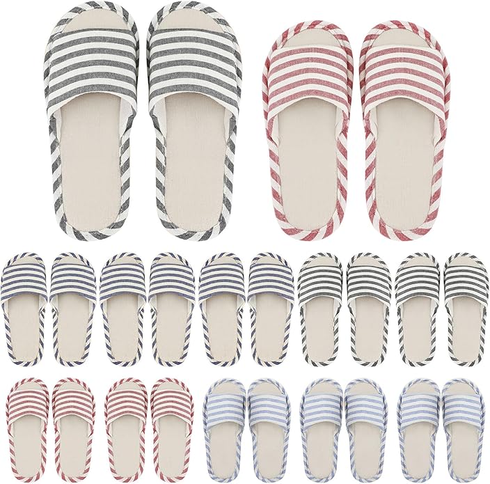 Suhine 12 Pairs House Slipper for Guests Open Toe Spa Slippers Non Slip Indoor Comfortable Breathable Home for Travel Guests Hotel Home Bedroom Unisex