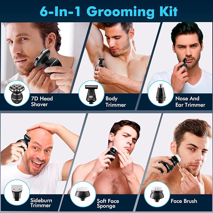 Head Shavers for Bald Men, 2025 Upgraded Magnetic Head Shaver, Waterproof Wet/Dry Bald Head Shavers for Men, 6-in-1 Shaving Kit Electric Shaver