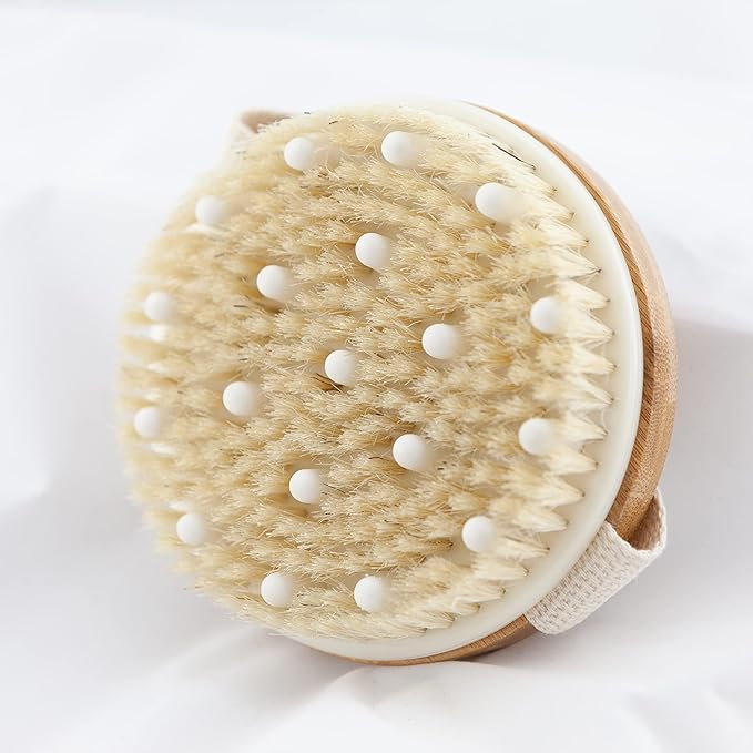 Dry Brushing Body Brush Set - Get Rid of Dry Skin and Achieve Healthy, Beautiful Skin Naturally - Massaging Body Brush & Long Handle Back Brush+Face Brush-Bundle