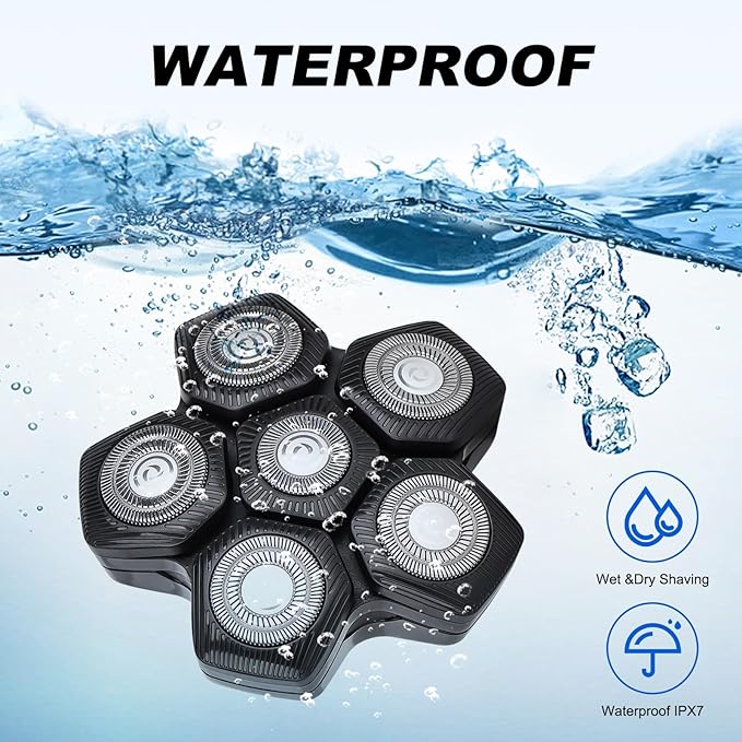 3 Pack 6D Magnetic Head Shaver Replacement Blades, Head Electric Razor Replacement Heads Compatible with Muti modes Shaving Blades Shaver for Bald Men with 3 Cleaning Brush, by Plantarecover