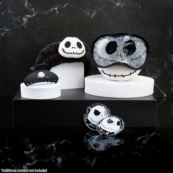 Disney Stitch Cooling Eye Mask & Beauty Accessories Set with Claw Clip Skincare Headband Cooling Eye Pads, Pampering Beauty Gifts for Women (Black)