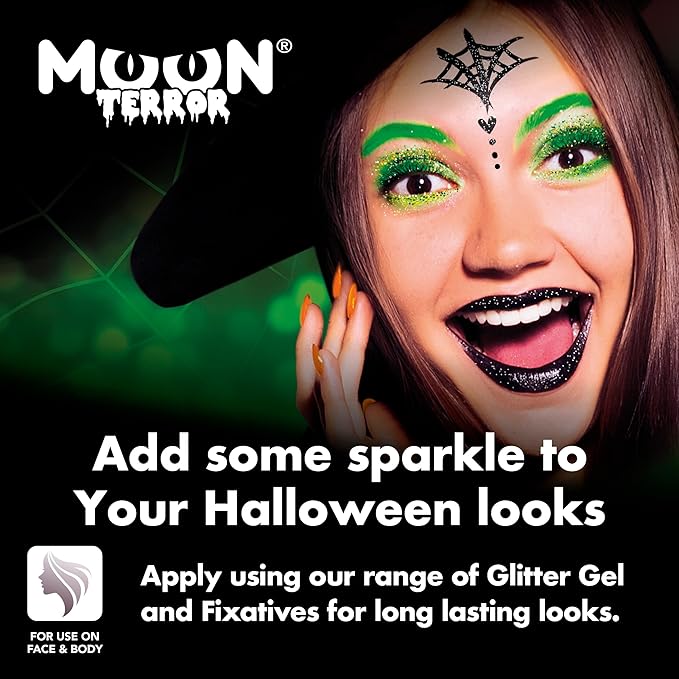 Halloween Glitter Shakers by Moon Terror - Boxset - SFX Make up, Festival Glitter for Face Body Hair, Special Effects Make up - 0.17g