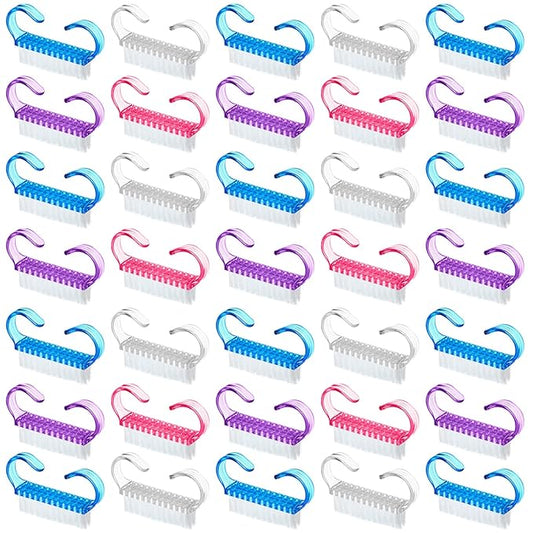 200 Pcs Handle Grip Nail Brush Fingernail Scrub Cleaning Cleaner Nail Brushes Scrubber Bulk for Men Women Hands Feet Toes and Nails Pedicure, 4 Colors
