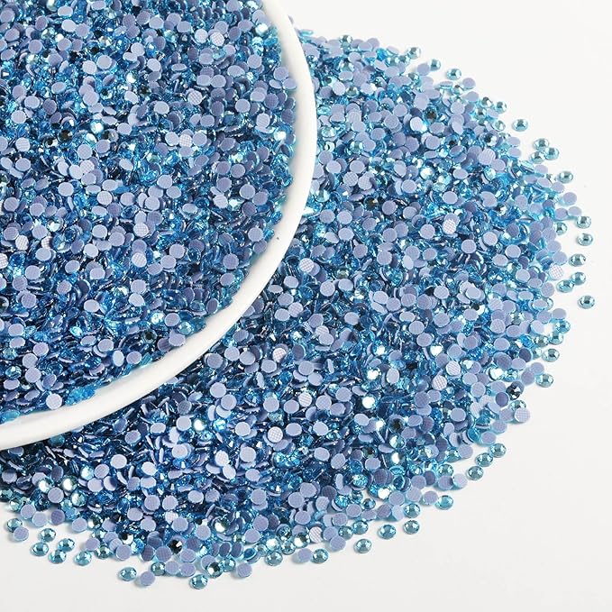 Beadsland Hotfix Rhinestones Bulk, 14400PCS Crystal Hot Fix Rhinestones for Crafts Clothes DIY Decoration, Aquamarine, SS20, 4.6-4.8mm