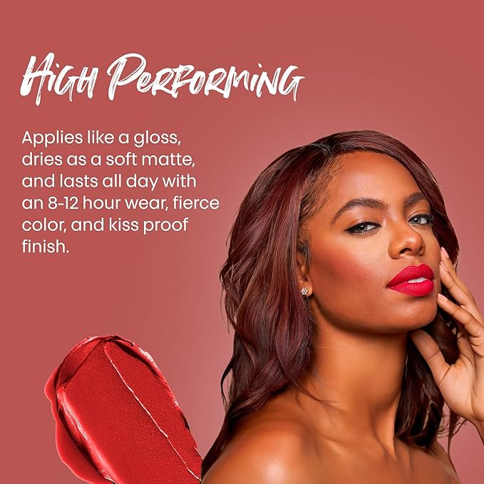 The Lip Bar - Nonstop Liquid Matte Lipstick 3-Pack, Bawse Lady (Blue Red), Rich Auntie (Deep Berry), + Hot Mama (Deep Rich Brown) - High Pigment - One Swipe - Long Lasting - Jojoba Oil - .24 fl oz