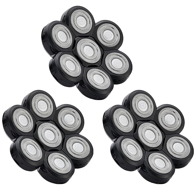 7 Head Shaver Replacement Heads，Head shavers for many brands bald men replacement blades，Shaver Blade Heads Replacement for Electric Razor for Men (3 Pack)