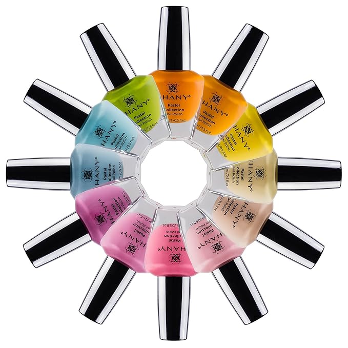 SHANY Nail Polish Set - Nail Lacquer Quick Dry, Full Size, Vibrant, Colorful, Trendy, Semi Glossy, Shimmery, Matte Nail Polish Set - 12 Colors - Pastel Collection