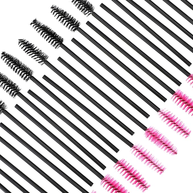 Skylety 1000 Pcs Disposable Mascara Wands Bulk Mascara Eyelash Brush Spoolies Makeup Applicator Eyelash Wands for Eye Lash Extension, Eyebrow Comb, 3.9 x 0.2 x 0.3 Inch (Black and Rose Red,Classic)
