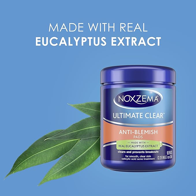 Noxzema Ultimate Clear Face Pads, Salicylic Acid Acne Treatment Clears and Prevents Acne, Anti-blemish, 90 Count, 6 Pack