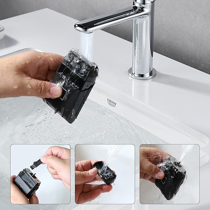 Karrte Compact Face Shaver for Man, Portable Men’s Travel Facial Hair Groomer, USB-C Rechargeable Electric Razor, IPX7 Waterproof Men's Shaver, Electric Razor for Men with Double Foil Meshes