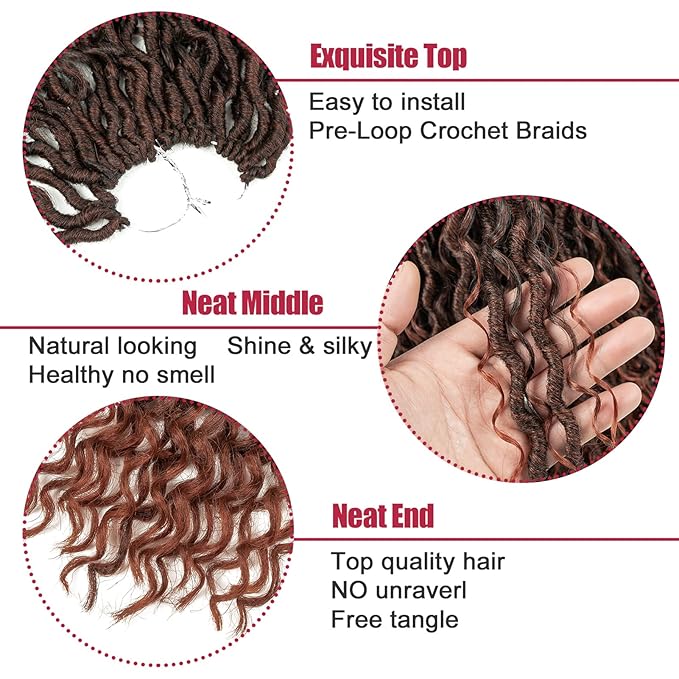 Aipin New Goddess Locs Crochet Hair 14 Inch Boho River Locs Hippie Locs Wavy Crochet With Curly Hair In Middle And Ends Braids Hair Extensions (8 Packs,14 inch, T350)