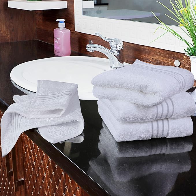 Utopia Towels - Luxury Wash Cloths Set (12 x 12 Inches) 600 GSM 100% Cotton Ring Spun, Highly Absorbent and Soft Feel Washcloths for Bathroom, Spa, Gym, and Face Towel (White) (216 Pack)