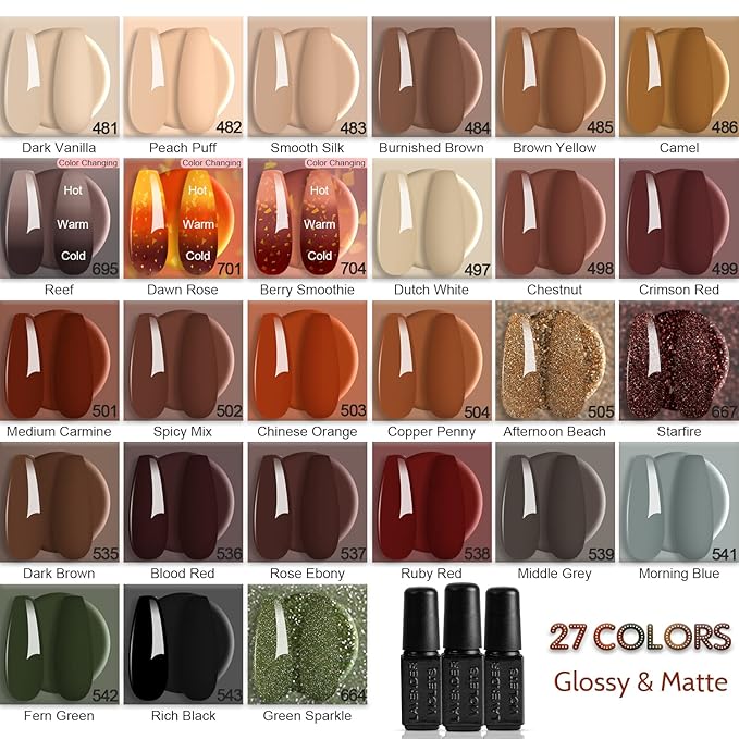 Lavender Violets 48pcs Gel Nail Polish Kit with UV Light, 27 Skin Tone Colors Gel x Nail Kit with Everything All Seasons Set, 54W LED Nail Lamp, No Wipe Base Top Coat & Manicure Tools Q980