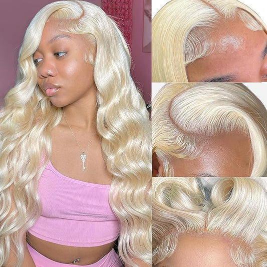 613 Lace Front Wig Human Hair 13x4 HD Transparent 180% Density Body Wave Blonde Lace Front Wigs Human Hair Pre Plucked Guleless Wigs Blonde Lace Frontal Human Hair Wigs 26 Inch Blonde Wig Human Hair