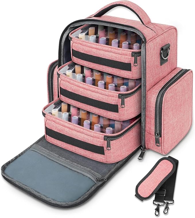 YOREPEK Nail Polish Organizer Holds 72 Bottles, Large Capacity with 3 Removable Pouches and 4 Zippered Pockets for Manicure Tools, Supplies, Nail Lamp, Gift for Women