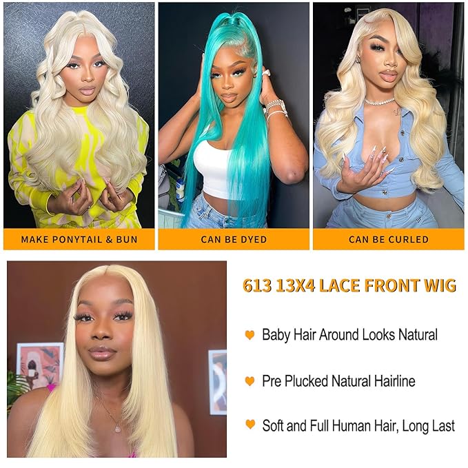 26 Inch Blonde Wig Human Hair 613 Lace Front Wig Human Hair Honey Blonde Straight Lace Front Wigs Human Hair 13x4 HD Lace Front Wigs Human Hair Pre Plucked Glueless Colored Wigs for Women