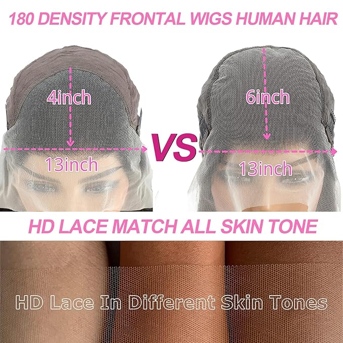 34 inch 180% Denisty Straight Lace Front Wigs Human Hair 13x6 HD Transparent Lace Frontal Wig Pre Plucked with Baby Hair Brazilian Virgin Human Hair Wigs for Women Natural Color